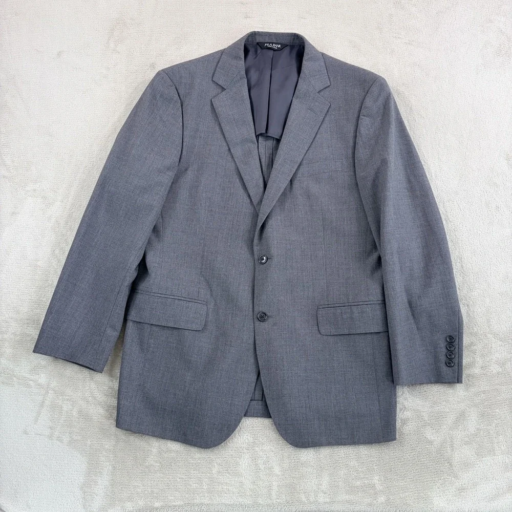 Jos A Bank Stays Cool Blazer Sport Coat Jacket in Grey Wool Blend Half Lined 41R